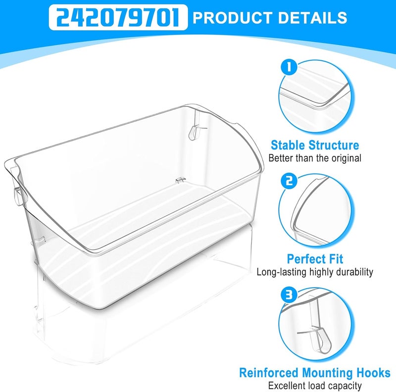 Alvar [2 PACK] UPGRADED 242079701 Refrigerator Door Bin Compatible with Frigidaire Door Shelf Replacement 242011501 242011503 242011504 LGHD2369TF FFHB2750TS FGHB2868TF LFHG2251TF5 Door Shelf Bin - Image 2